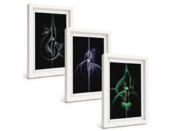 Um Conjunto De Imagens Decorativas Em Uma Moldura Padrões Abstratos, Preto Cores Moldura Branca Pinturas De Quarto Espelharte (3 Peças 20x30 Cm)