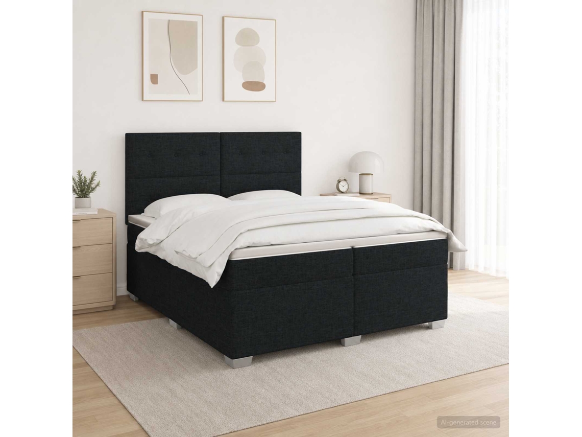 Vidaxl Cama Box Spring Com Colchão Preto 200 X 200 Cm Tecido