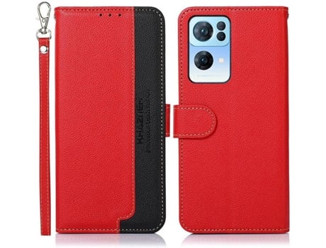 Capa Oppo Reno 7 5G Pro HFS-HOUSE Carteira Couro Pu Vermelho