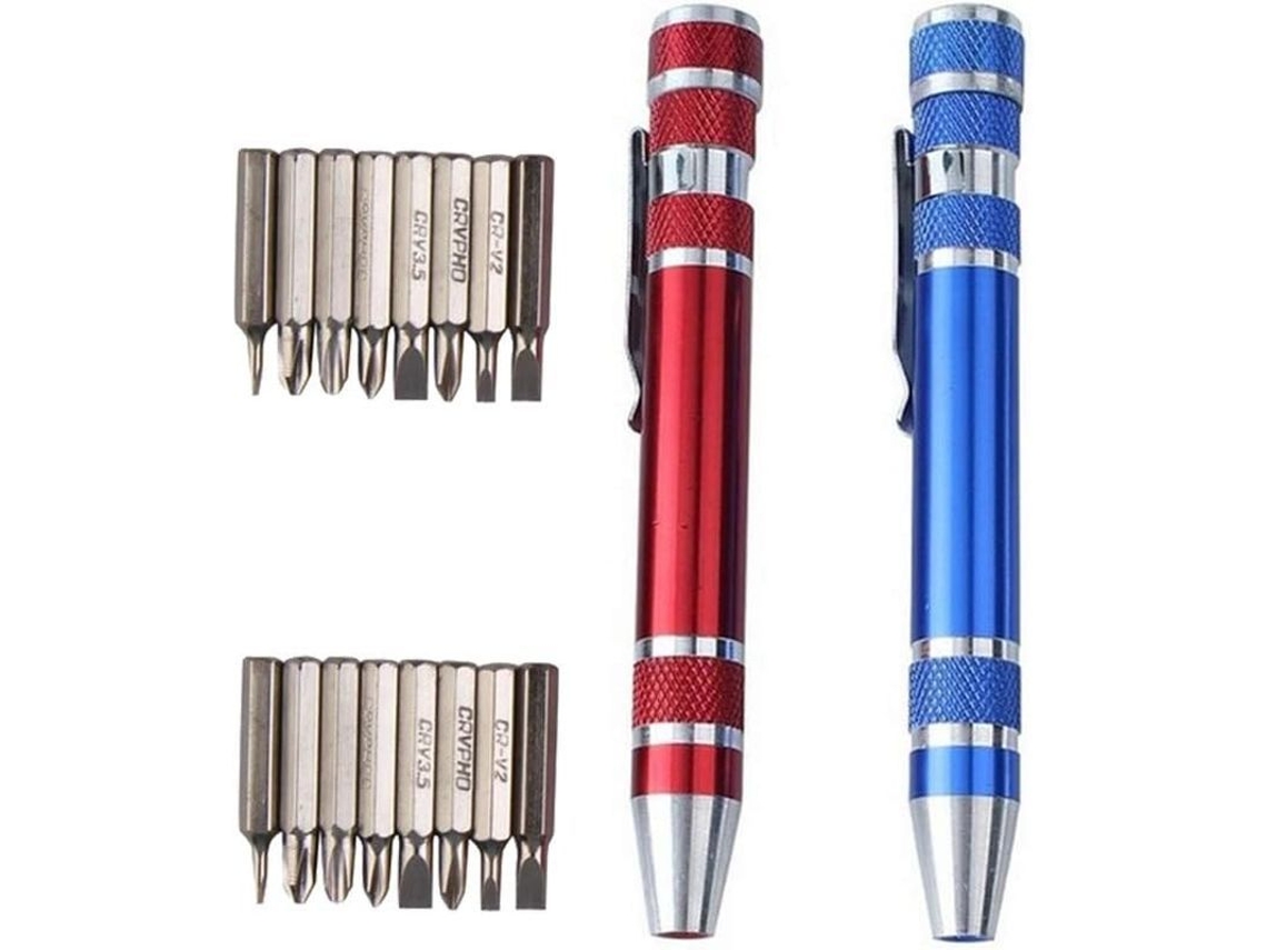 Conjunto de Parafusos de Precisão 8 em 1, 2 Peças, para PC, Óculos, Relógios, Telefones Móveis (vermelho+azul) com S/MARCA