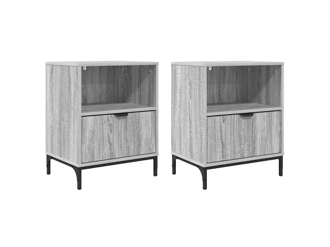 Conjunto de 2 Mesas de cabeceira Sonoma Cinzento em Madeira Processada MAISON EXCLUSIVE (49x36x61 cm)