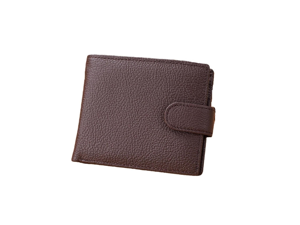 Carteira Masculina Vintage Com Porta-cartões - Carteira De Bolso Com Fecho - 12x10x2cm - Castanho Café