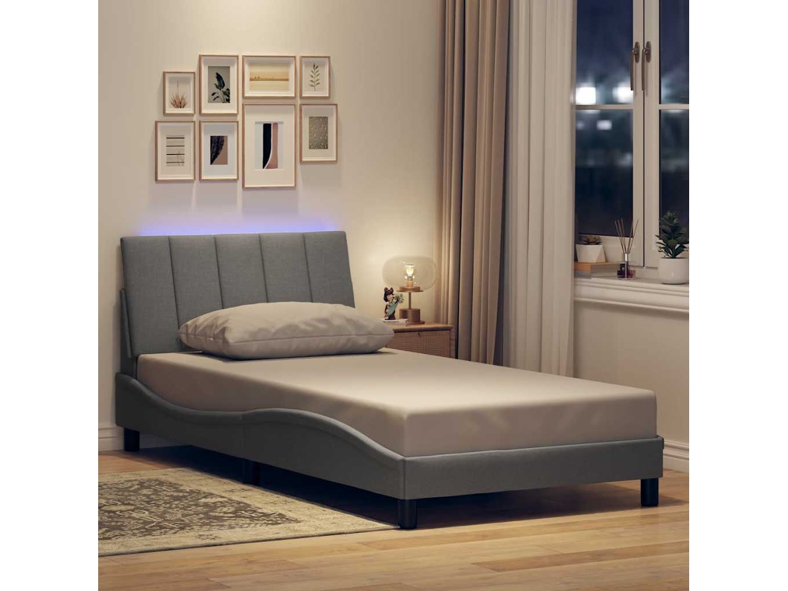 Vidaxl Estrutura De Cama Sem Colchão Hanko 100x200 Cm Tecido Cinzento-claro