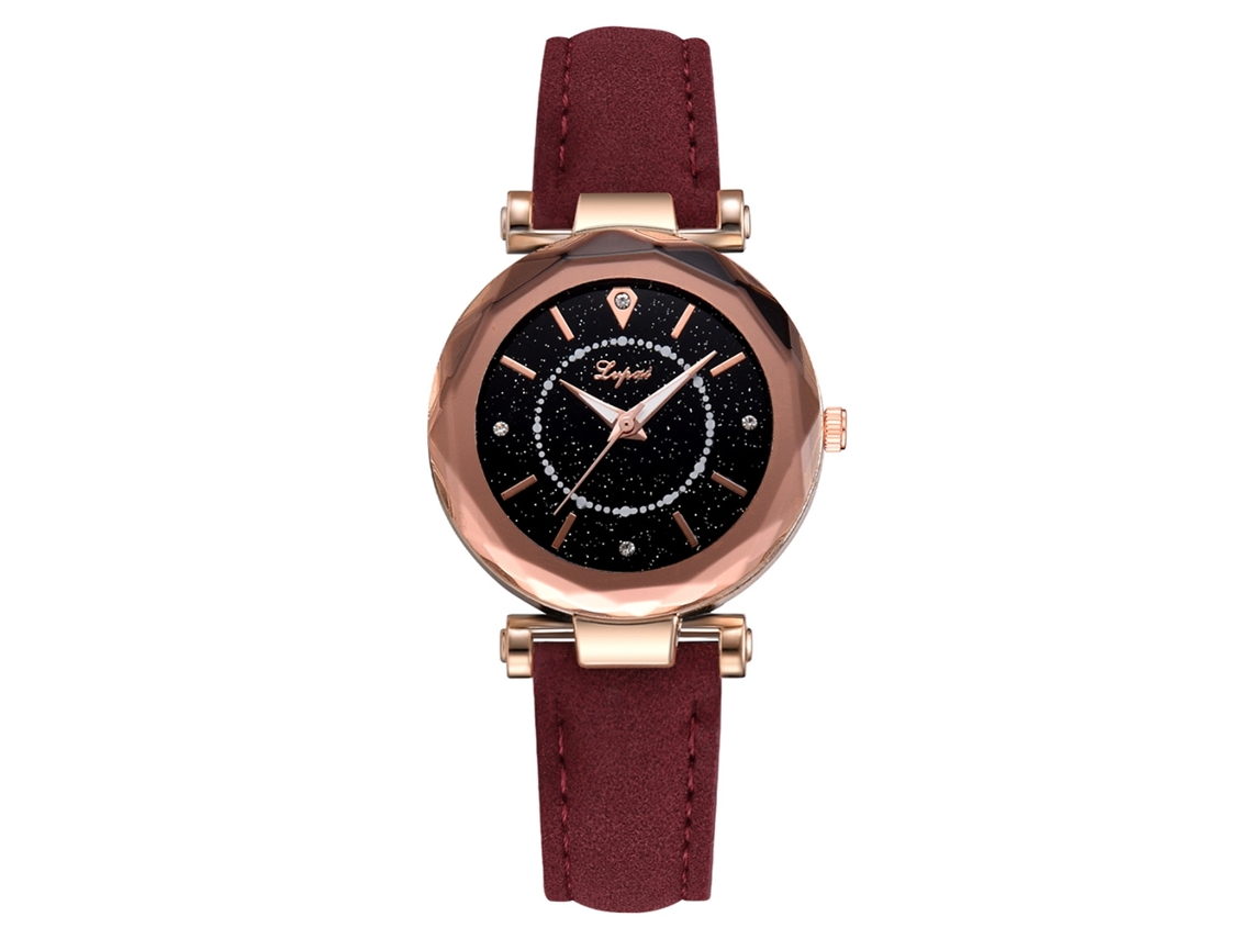 Relógio de Pulso Feminino de Quartzo Lvpai com Pulseira Pu Slim Estilo Simples Vermelho