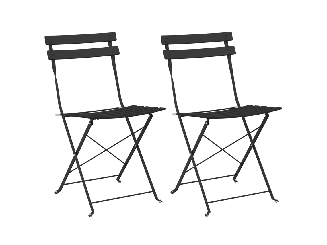 Conjunto 2 Cadeira De Jardim Vidaxl Antracite Aço Revestido A Pó (42 X 46 X 82cm)