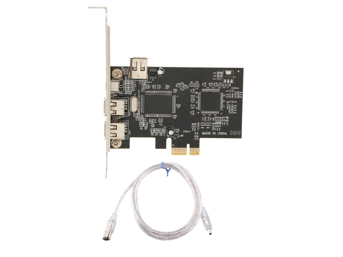 Placa Adaptadora Riser Pci Ex1 Para Ieee 1394a Firewire Com 3 Portas Externas Para Câmeras De Vídeo Dv