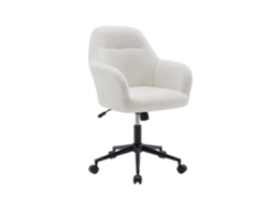Cadeira de escritório ajustável Sweeek em metal e tecido boucle branco com rodas