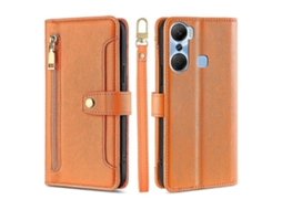 Capa De Celular Carteira Transversal Com Zíper E Textura De Carneiro Para Infinix Hot 12 Pro