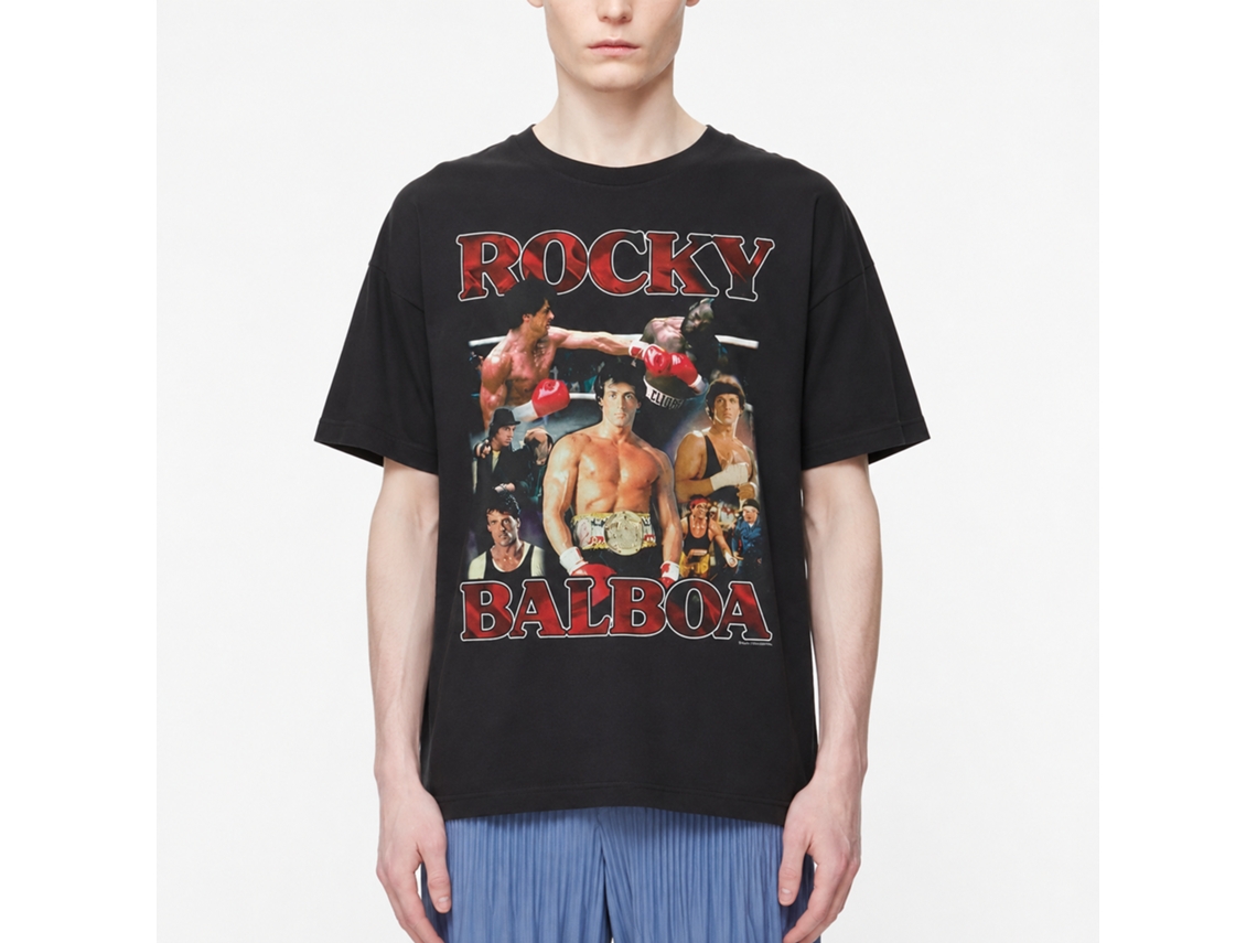 Rockinstone Rocky Movie Collage Black Adult T-shirt Size:l