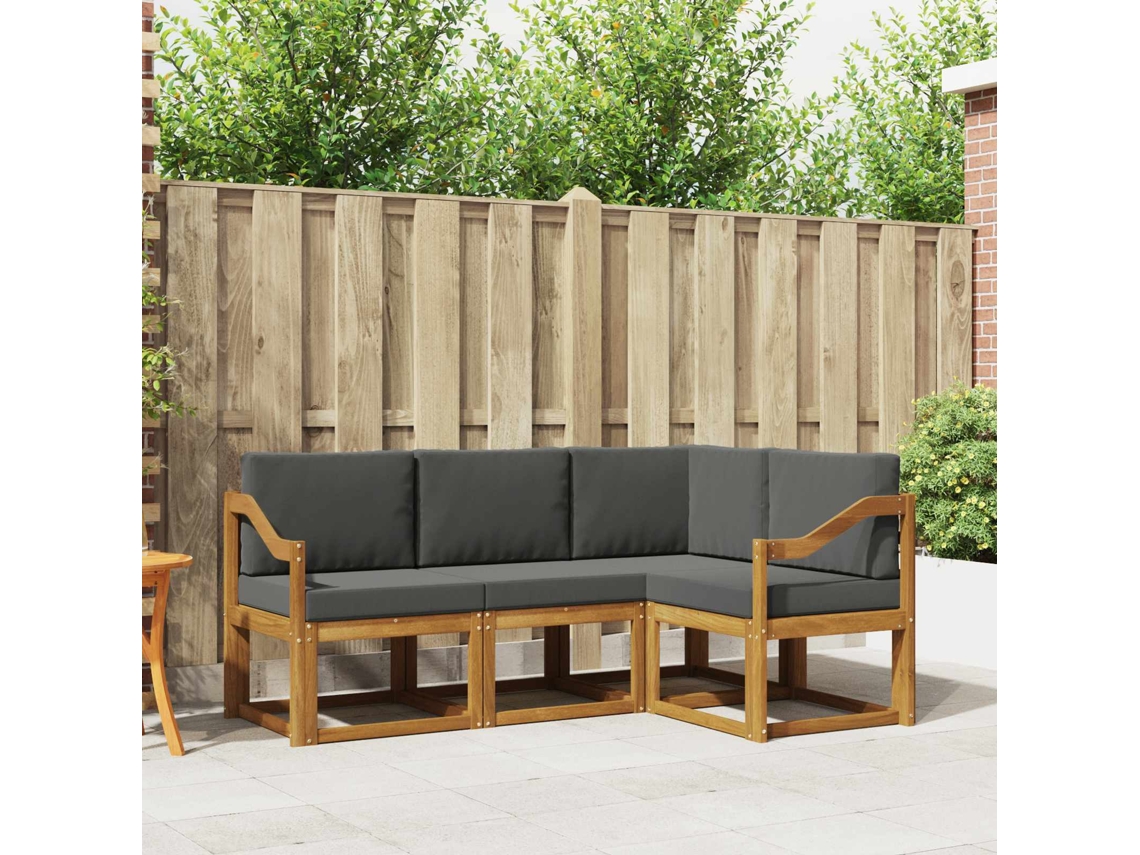 Vidaxl Conjunto De Sofás Para Exterior 4 Unid. Natural E Antracite