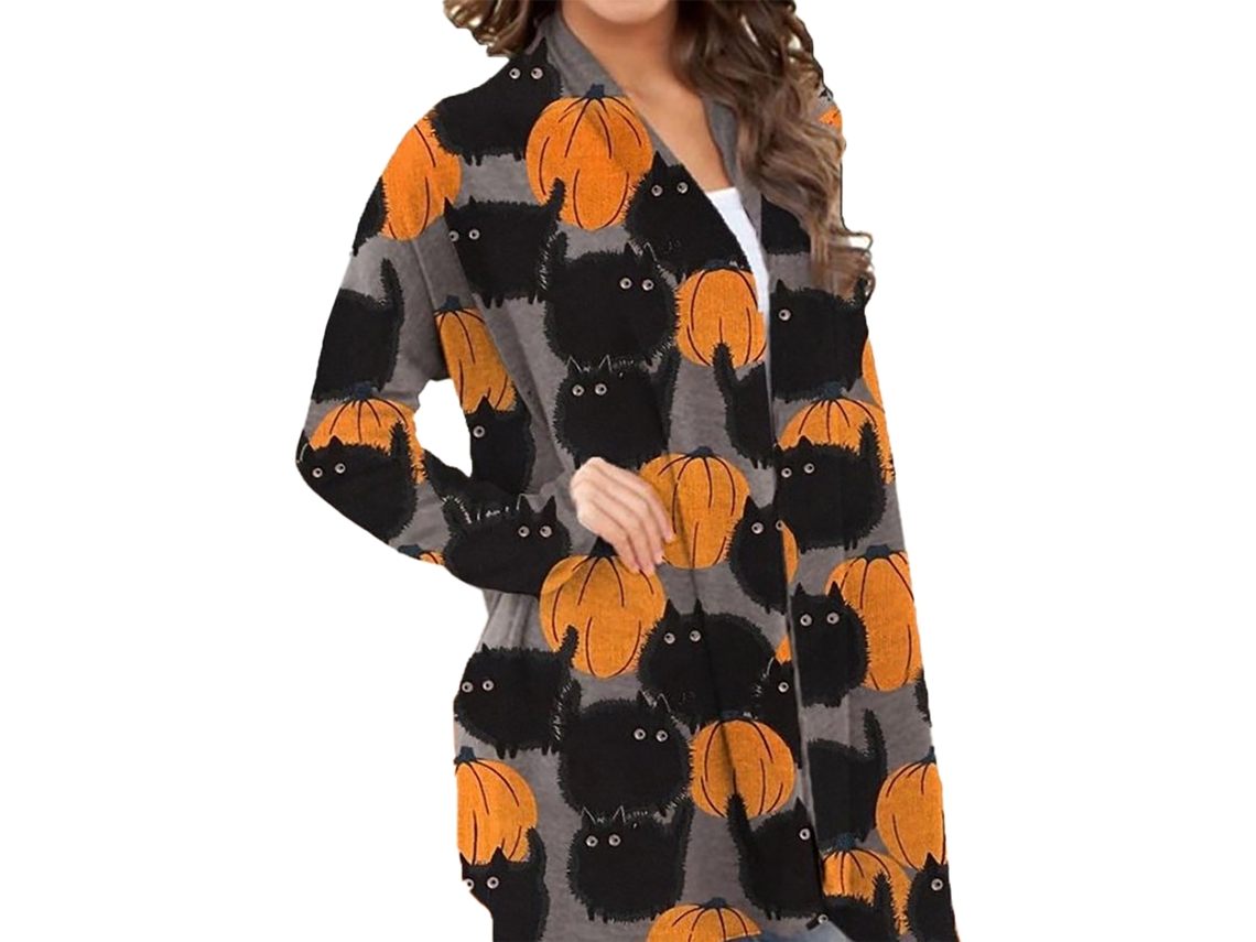 Casaco Preto Laxiscreed Para Mulher, Manga Longa E Confortável, Versátil E Ideal Para Halloween, Tamanho Xl