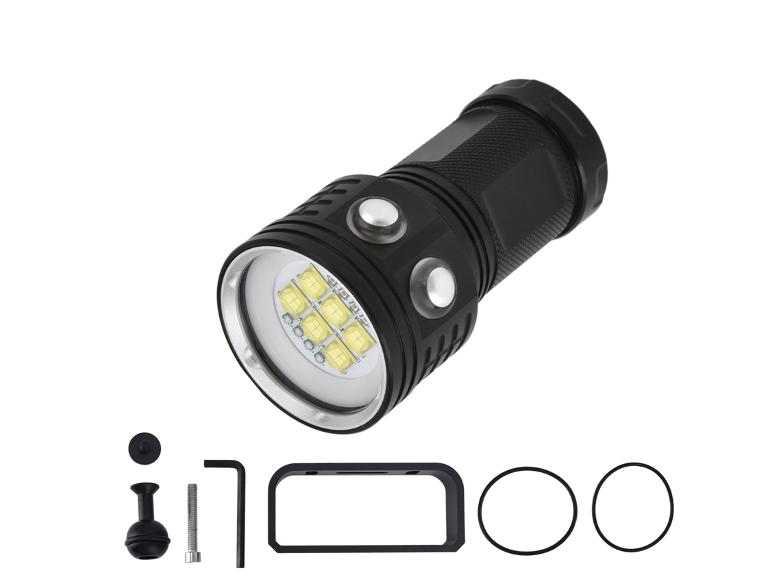 Lanterna de Mergulho 14led IPX8 3 Cores 7 Modos para Fotografia Subaquática 100m S/MARCA