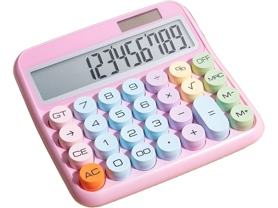 Calculadora Com Ecrã Lcd Extragrande De 5 Polegadas E 12 Dígitos, Inclinada A 15°, Com Botões Grandes E Fáceis De Pressionar (rosa).