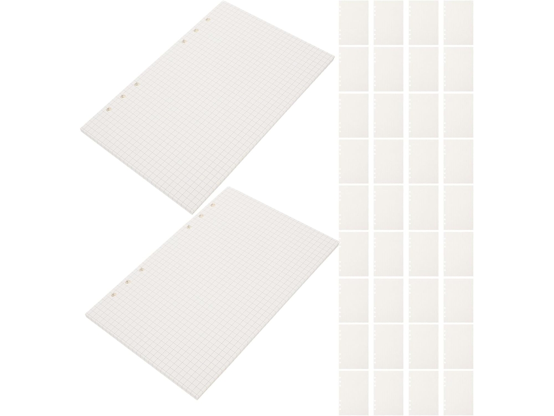 Refis Para Cadernos Quadriculados A5, 6 Blocos Com 45 Folhas Brancas Perfuradas, Papel Reforçado Para Casa, Escritório Gokoco