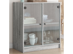 Vidaxl Armário De Apoio C/ Portas De Vidro 68x37x75,5 Cm Cinza Sonoma