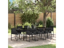 Vidaxl Conjunto De Jantar Para Jardim 9 Unid. Preto Vime Pe