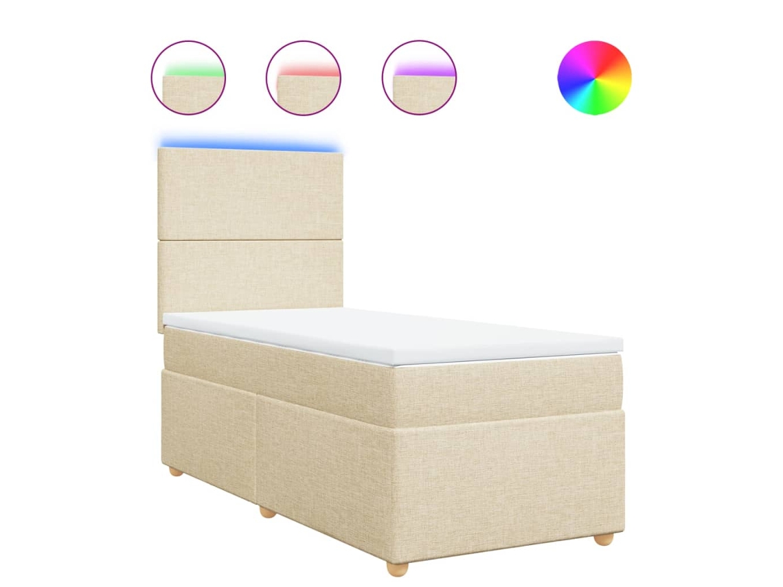 Box Spring Bed, Box Spring Beds Vidaxl Creme Tecido (90 X 190 Cm)
