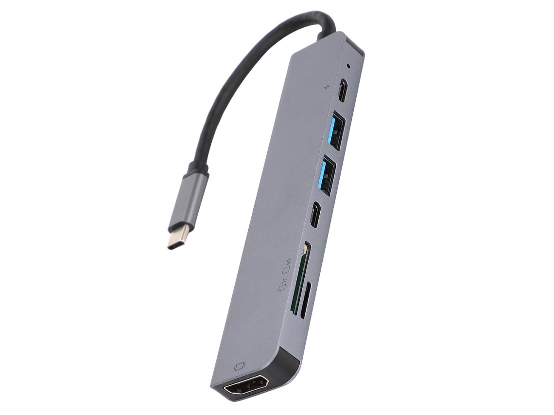 Hub Usb-c 7 Em 1 Com Hdmi 4k Portas Usb E Carregamento Pd