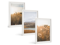 Conjunto De Pinturas Paisagens, Prados, Montanhas, Lago Moldura Branca Pinturas De Quarto Espelharte (3 Piezas De 40x60 Cm)