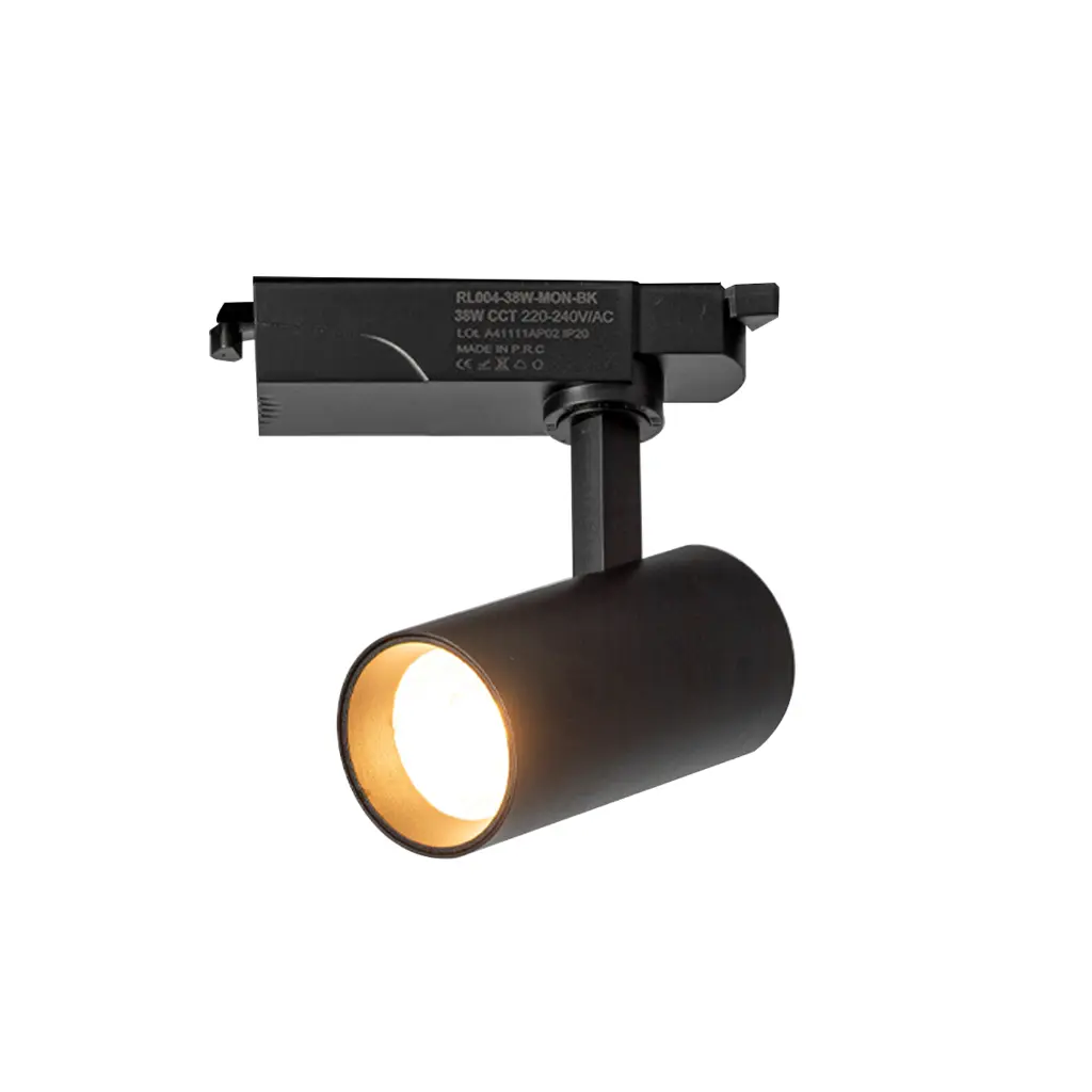 Foco Led para Calha Monofásica 38w Cct Selecionável 2700k 4000k 6000k Orientável Preto ALPINALUZ