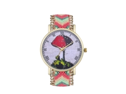 Relógio de Pulso de Quartzo Unissex Elegante Pulseira de Lã Moda Casual Presente (08)
