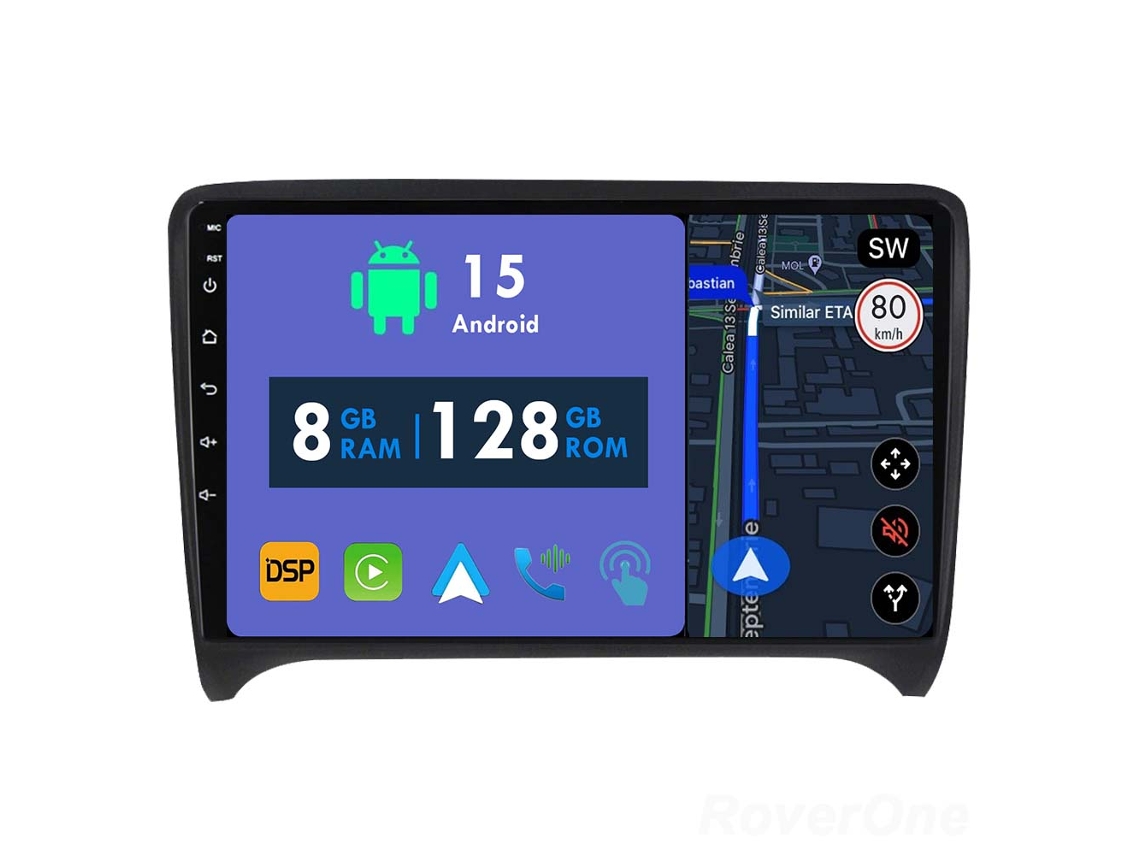 Auto Rádio Carro Bluetooth Autoradio 8GB RAM 128G ROM CarPlay Navegação GPS Ecrã Táctil RoverOne para Audi TT 2 8J 2006-2014  