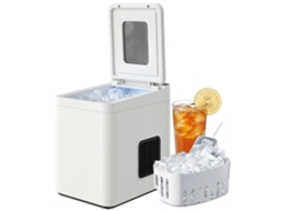 Máquina de gelo de mesa autolimpante, compacta, com pá e cesto, branca
