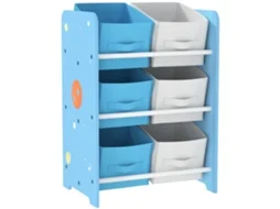 Estante para Brinquedos com 6 Caixas de Tecido Não Tecido Amovíveis Organizador 43x30x60cm Azul S/MARCA