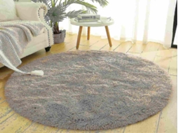 Lurelia Tapete Exterior Redondo Poliéster Antiderrapante Macio Fofo Branco 120x120 Cm R492