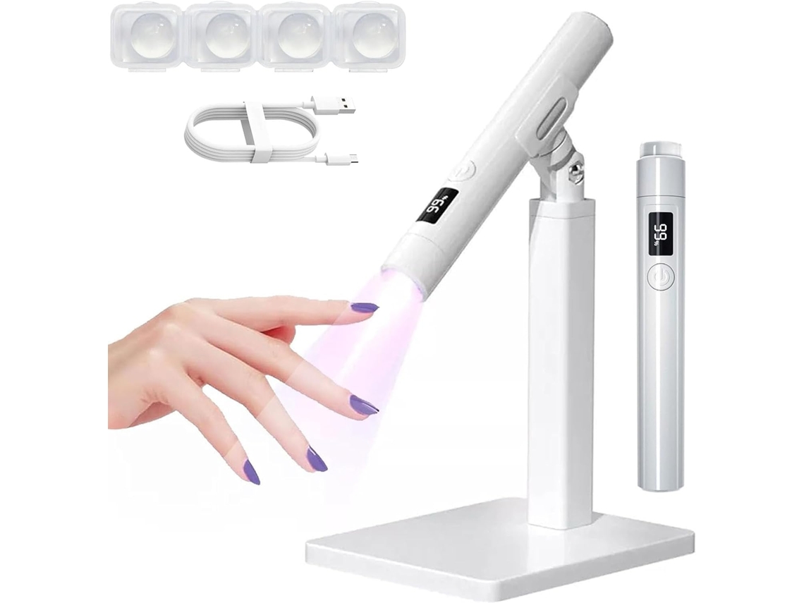 Kit Luz Uv 3 Em 1 Para Unhas, Lâmpada Led Sem Fio Recarregável Com Suporte E Ecrã Lcd, Secador De Verniz Gel Para Manicure Caseira