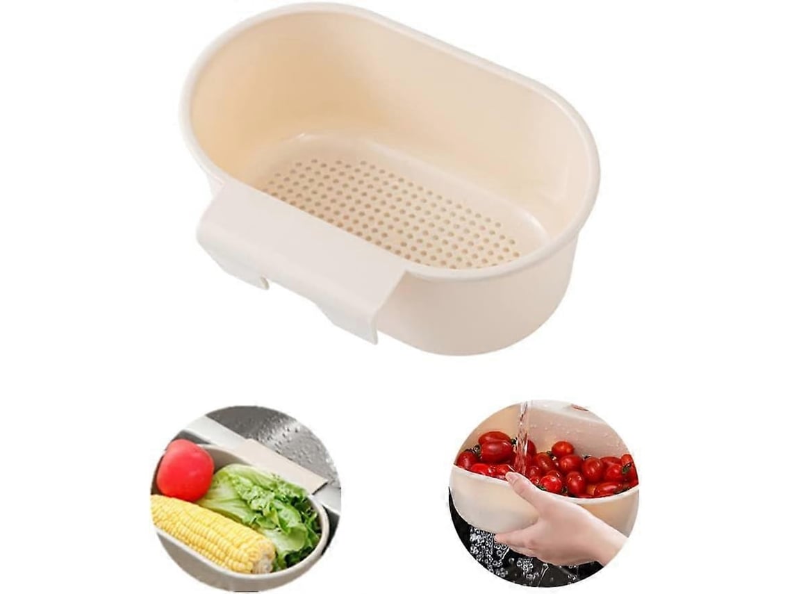 Rebe 3 Canastillos de Drenaje para Fregadero de Cocina, Material Pp de Grado Alimentario, para Lavar Frutas Y Verduras Azul