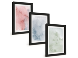 Composição De Quadros Estruturas De Aquarela Em Tons Pastel Espelharte (3 Peças 20x30 Cm)