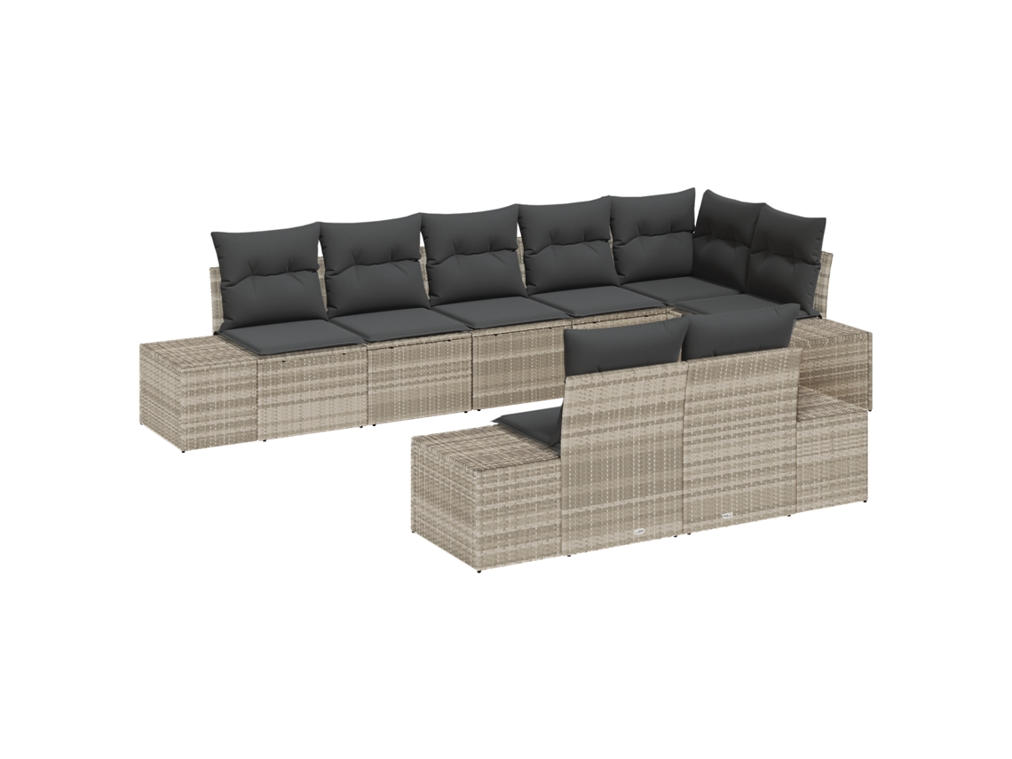 Conjunto 8 Conjunto De Jardim Vidaxl Cinzento-claro Vime Pe (184 X 62 X 85 Cm)