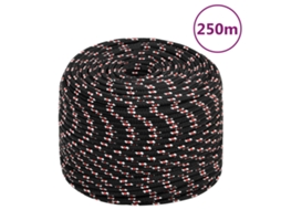Vidaxl Corda De Barco 8 Mm 250 M Polipropileno Preto