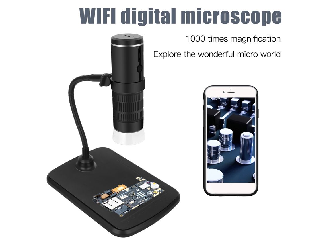 Microscópio Eletrônico Industrial 2mpx Wifi 50-1000x Flexível F210