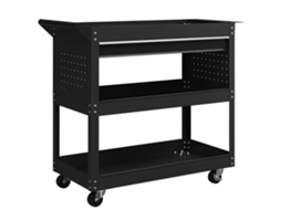 Tool Boxes-carrinho De Oficina 3 Níveis Com Gaveta, Suporte Lateral Para Ferramentas E Alça, 82x35x76 Cm, Preto