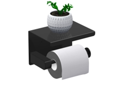 Porte Papier Higiênico,suporte Para Rolo Sem Furos,distribuidor De Papel Com Prateleira,aço Inox Sus 304,adesivo E De Parede Para Banheiro (preto)