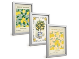 Composição De Quadros Árvore Cítrica Com Frutas E Itália Espelharte (3 Peças 20x30 Cm)
