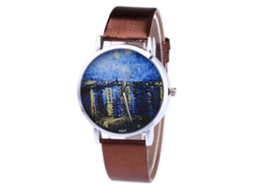 Relógio de Casal de Moda com Pulseira de Couro Pu Quartzo Estilo Simples Casual Café