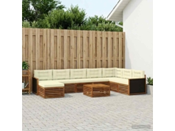 Vidaxl Conjunto De Sofás Para Exterior 9 Unid. Natural E Creme