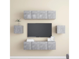 Vidaxl 6 Pcs Conjunto De Móveis De Tv Derivados Madeira Cinza Cimento