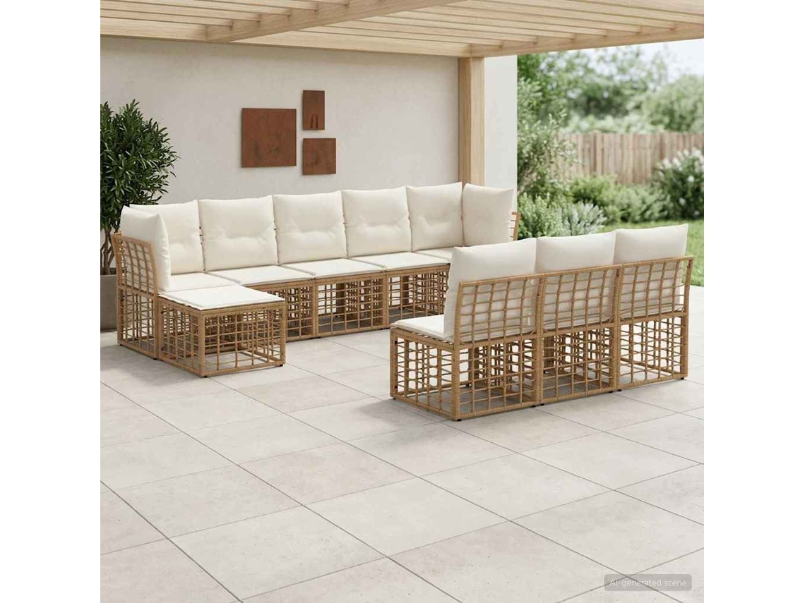 Vidaxl Conjunto De Sofás Para Exterior Natural E Branco Creme