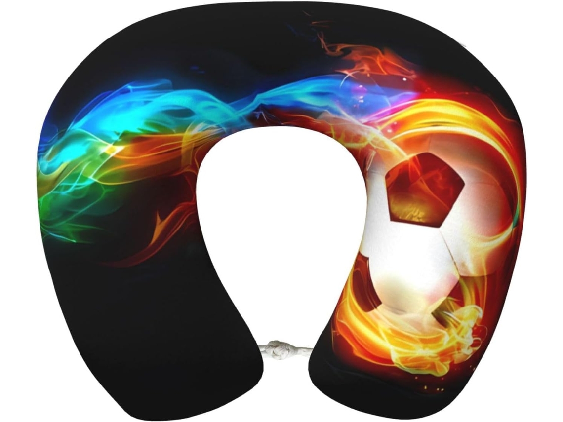 Travesseiro de Viag Fire Dragon Roll Soccer em Espuma Viscoelástica Suporte Confortável Formato U para o