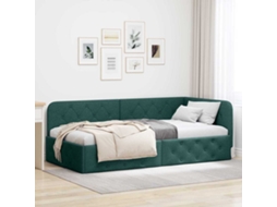 Vidaxl Estrutura De Cama De Canto Verde Escuro 90 X 190 Cm Tecido