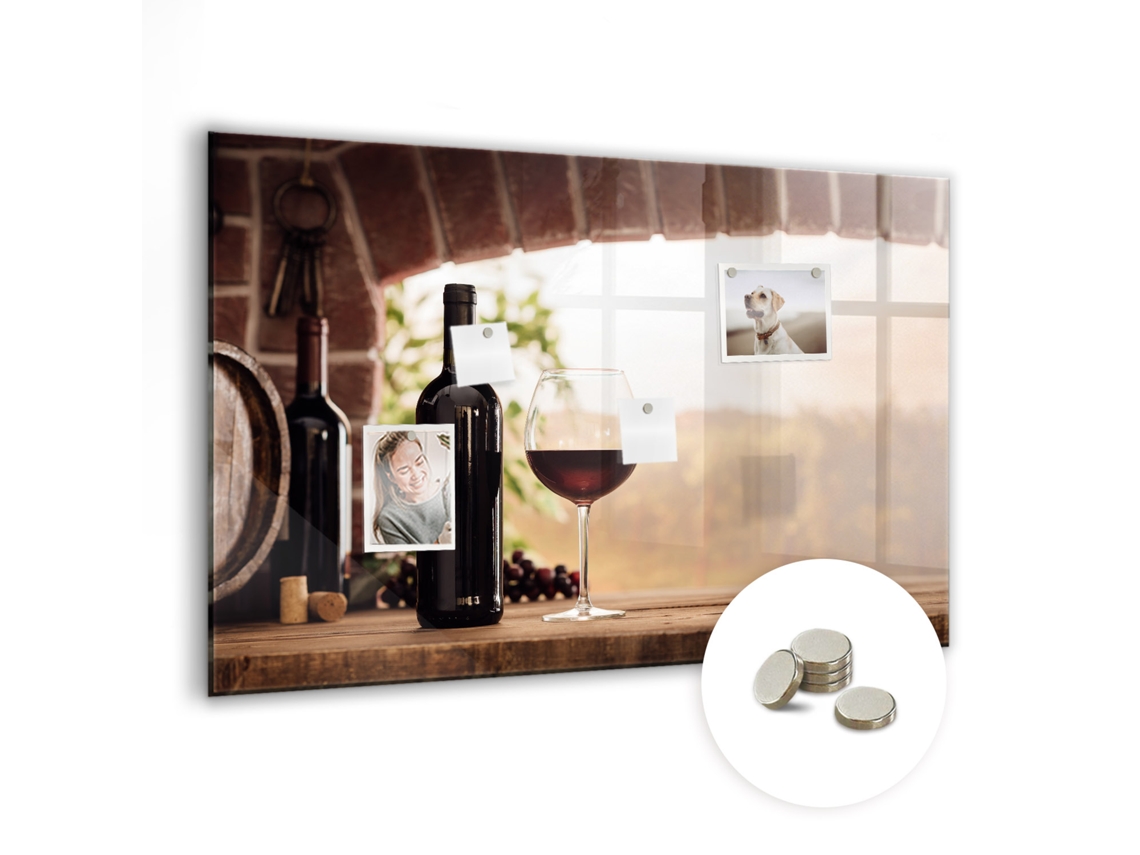 Quadro De Vidro Magnético Garrafas De Vinho Para O Quarto Das Crianças Espelharte (90x60 Cm)