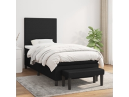 Cama Com Molas/colchão 100x200 Cm Tecido Preto