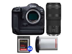 Eos R3 + Rf 100 400mm F/5.6 8 Is Usm + 2 Sandisk 256gb Extreme Pro Cfexpress Type B + Canon Lp e19 + Ebook Pricedirect CANON