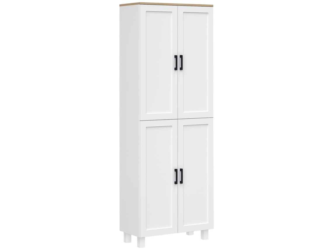 Armário com prateleiras abertas, compartimentos, adega, despensa, 5 portas, MDF branco. ZENCORE SERVICES