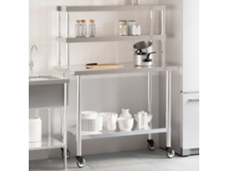 Vidaxl Mesa Trabalho Cozinha C/ Prateleira 110x55x150cm Aço Inoxidável