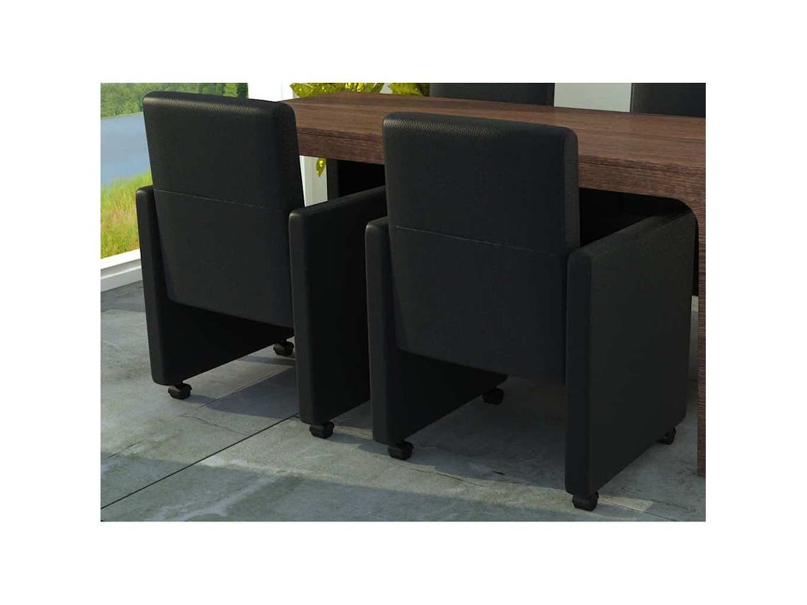 Vidaxl Cadeiras De Jantar 2 Pcs Couro Artificial Preto